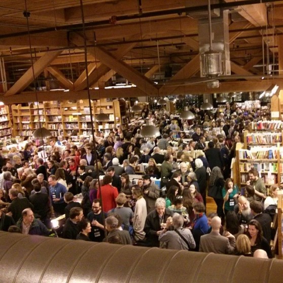 Opening reception with 500+ booksellers at Elliott Bay Book Company. photo by Jenny Cohen