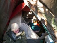 Chris Knight in his tent