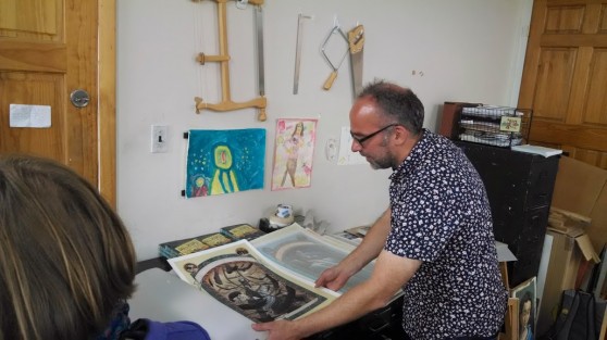 illustrator Brett Helquist in his studio