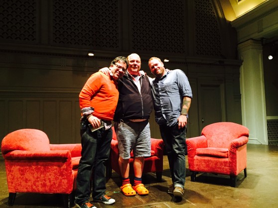 SUNDAY: Warren Etheredge, Mario Batali, and Matt Dillon at the America Farm to Table event at Town Hall