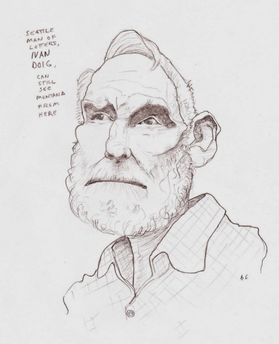 Ivan Doig as drawn by Brad Craft
