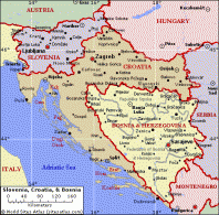 Croatia, Slovenia, Bosnia & Herzegovina map