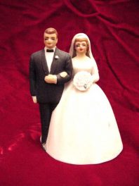Groom and Bride cake topper from 1950s