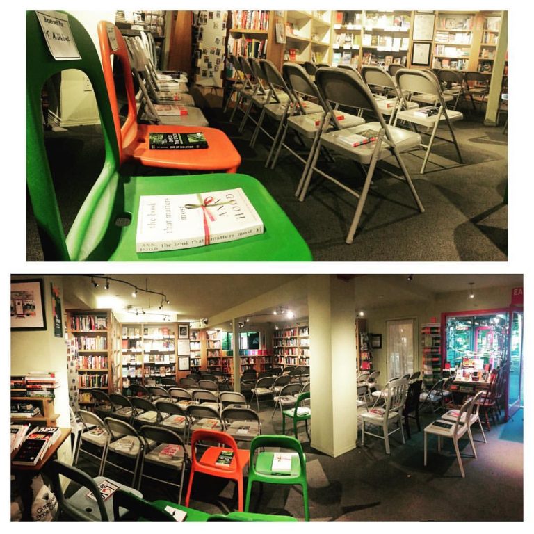 Set up for RH Book Group Night at QABC