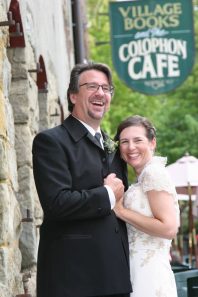 Paul Hanson and Kelly Evert (at their 2013 wedding at Village Books)
