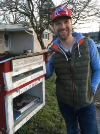 Brian Juenemann with Little Free Library