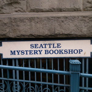 Seattle Mystery Bookshop sign from 2015