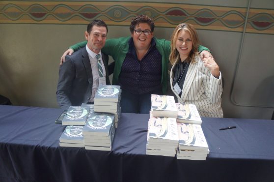 Left to right: author Harry Thomas, publisher Julia Callahan, and author Susan Holmes McKagan