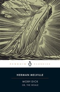 Penguin Classics version of Moby-Dick by Melville with woodcut of whale illustration